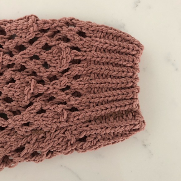 Jessica Simpson Boho Crochet Knit Sweater, Blush/Nutmeg, Woman’s X-Small - Picture 6 of 12